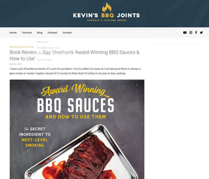 Book review of Ray Sheehan's Award-Winning BBQ Sauces with smoked barbecue ribs on tray