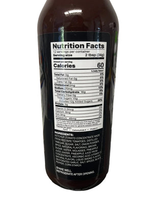 Chef Rays LLC barbecue sauce bottle with nutrition facts and ingredients label