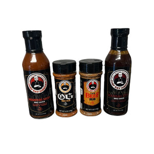 Chef Rays BBQ sauces and rubs set, including Memphis Mop, Kansas City sauces, OG and Beef rubs