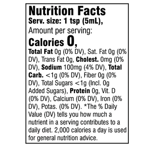 CHEF RAYS LLC Mantra Sauce nutritional facts panel, showing 0 calories and 0g fat per serving.